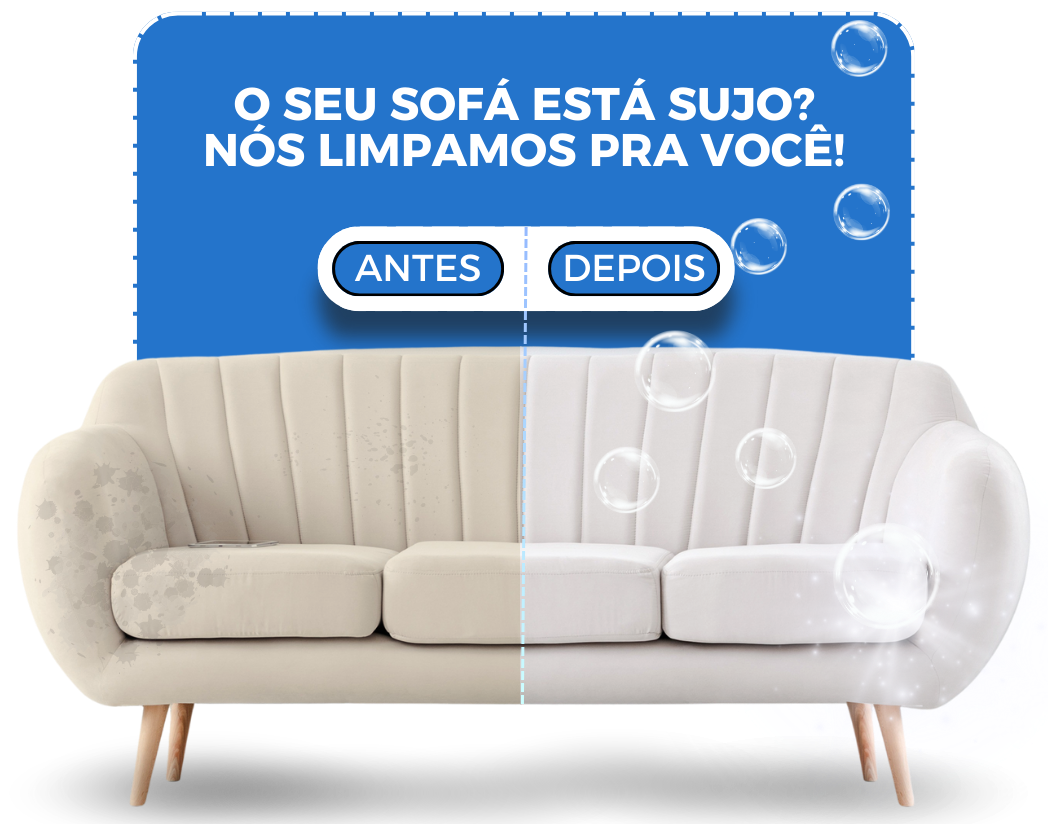 Antes e depois da limpeza de sofá pela Higienize Mais Porto